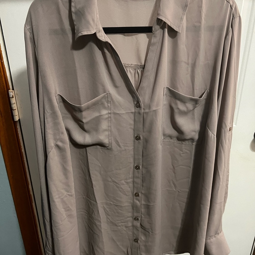 Pale Purple Chiffon Button-Up Shirt